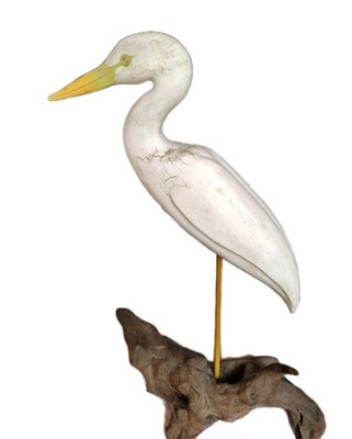 2001 Hand Carved Heron/Driftwood Base Signed By Ed Kuhn  23''T x 17'' L x 8'' D. 