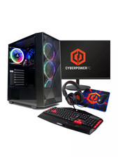 Image of CyberPowerPC Eurus Desktop PC Bundle Ryzen 5 5600G 8GB 500GB SSD with Monitor
