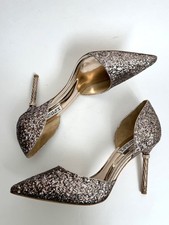 Badgley Mischka Ozara d  Orsay Pointed Toe Rose Gold Glitter Pumps Size 7.5