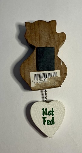VTG Cat Is Fed/Not Fed Wooden Fridge Magnet Pet Food Reminder Cute Kitchen Decor - Picture 2 of 11