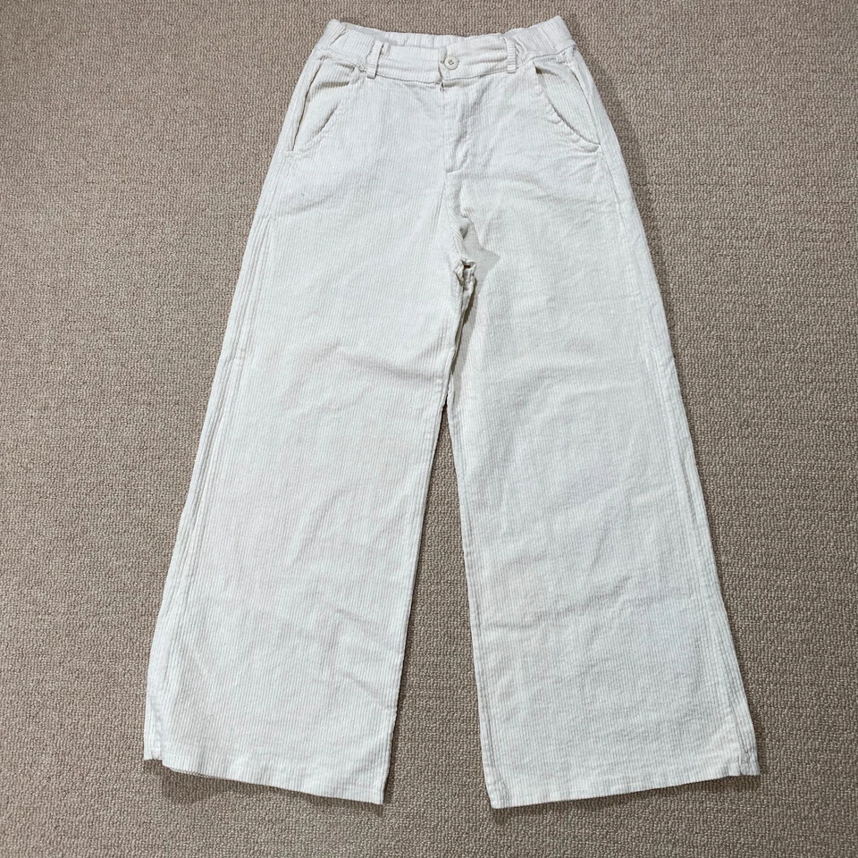 Pantalones de pana vintage para mujer talla 8 Reino Unido pequeños blancos cordón jumbo campana de pierna ancha Foto 3 de 4