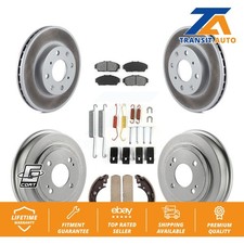 Coated Brake Rotor Semi-Metallic Pad & Drum Front Rear Kit (7Pc) For Honda Civic