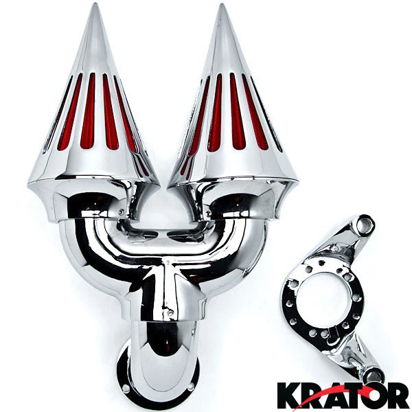 Kit de admisión de cubierta de carburador de filtro de aire de doble pico cromado para Harley CV Delphi V-Twin Foto 3 de 3