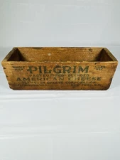 Vintage Pilgrim American Cheese Wooden Box — Plymouth Cheese Co. Wis.