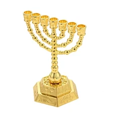 7-Branch Candle Holder Golden for Banquets Parties Dinner Cafes Restaurant Hotel