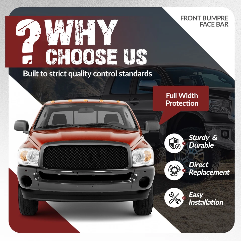 Front Bumper For 2002-2008 Dodge Ram 1500 2003-2009 Ram 2500 3500 Face Bar Cover Foto 3 de 4