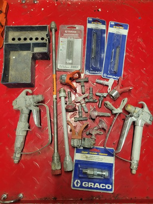 #ad GRACO paint Sprayer Nozzle Tips Guns Filters Swivel HUGE PARTS LOT $100.00