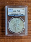2007 W Burnished American Silver Eagle PCGS MS70 TONED