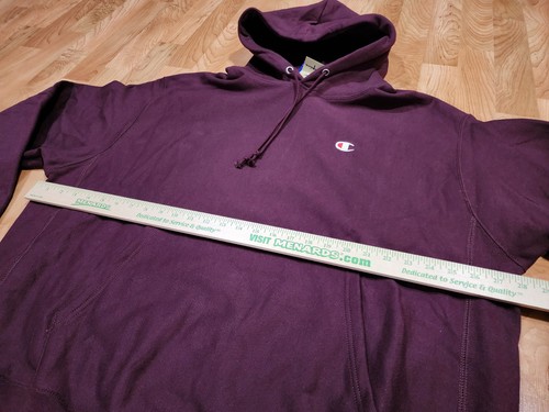 Champion Tejido Inverso Borgoña Granate Ciruela Sudadera con Capucha XXL Pequeño Logo De Colección Retro... - Imagen 2 de 6