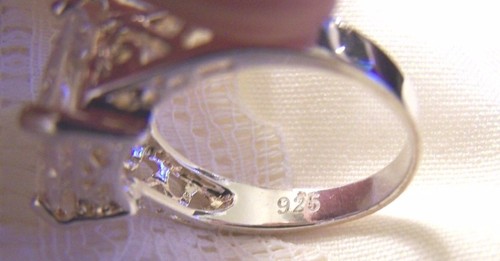 SS 925 CZ Size 9 1/2 Emerald Cut CZ With Bling Galore!! New Condition! - Picture 6 of 6