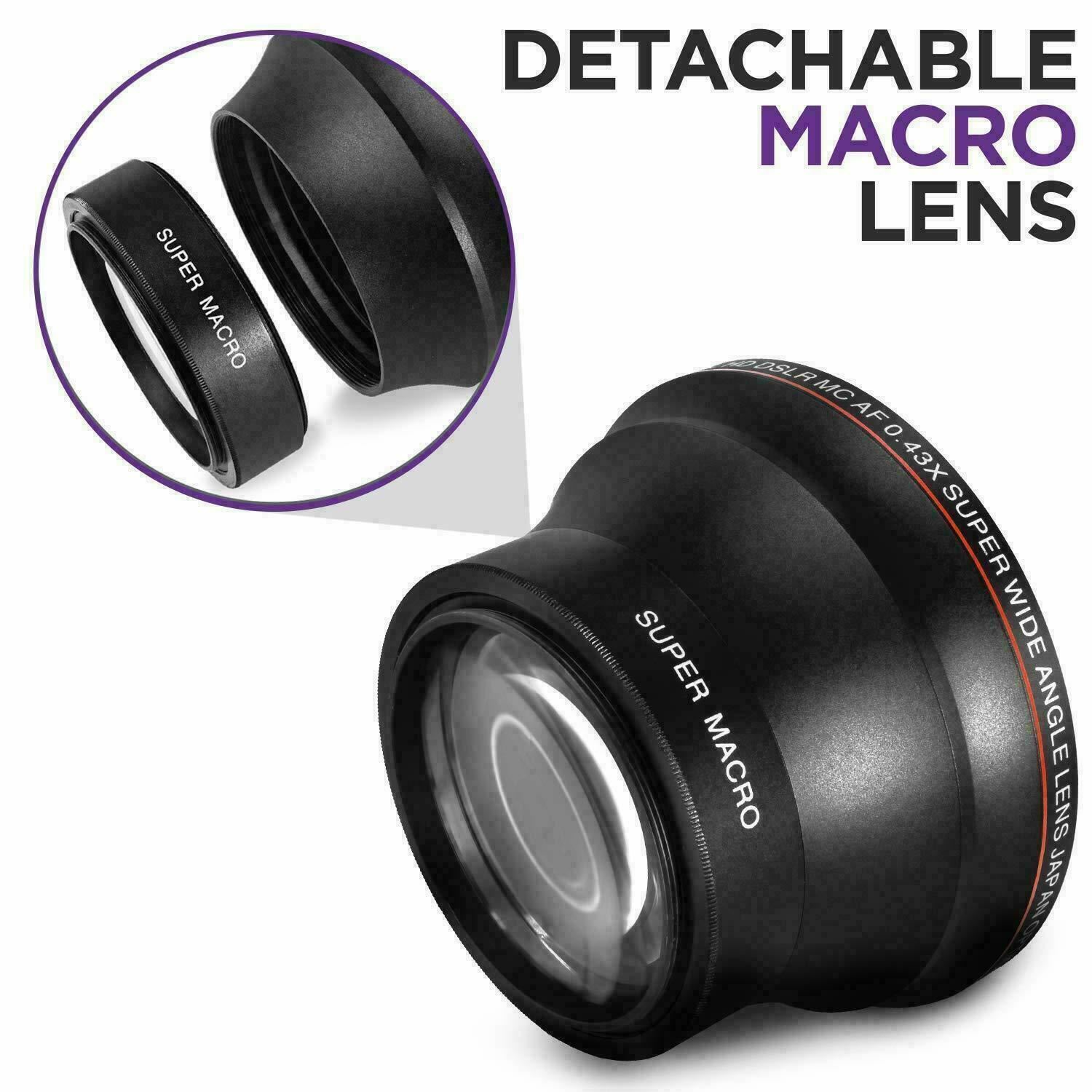 55MM 0.43X HD Wide Angle Lens for Sony Alpha DSLR A900 A700 A500 A330 A230  A200