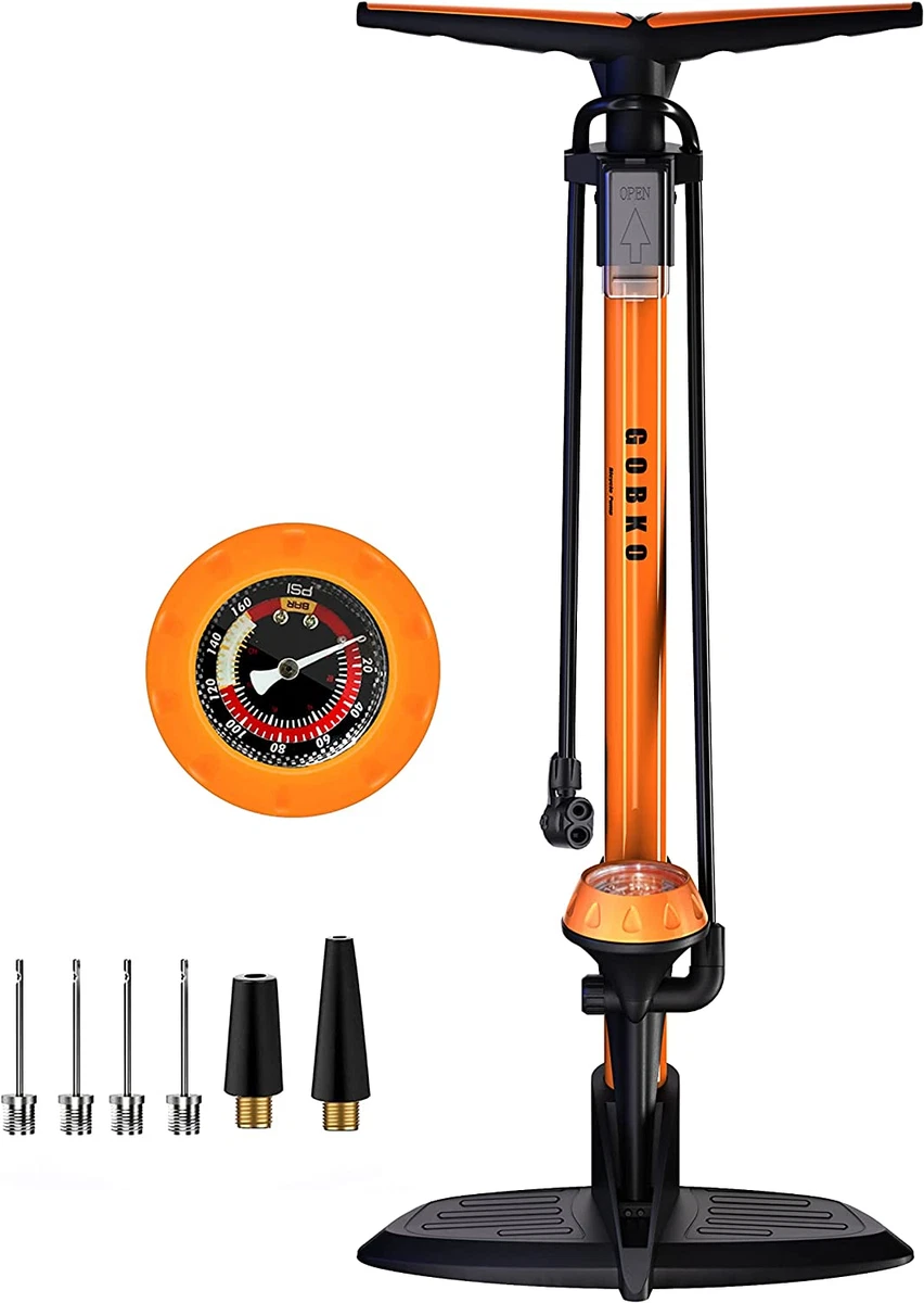 GOBKO Bike Floor Pump with Gauge Floor Bicycle Pump with Both