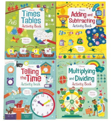Usborne Maths Aktivität Serie 4 Bücher Sammlung Set - Alter 5-9 - Taschenbuch