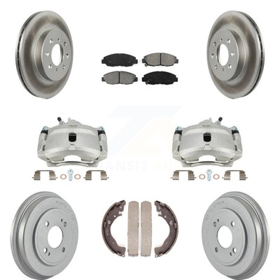 Front Rear Brake Caliper Coat Rotor Drum Semi-Metallic Pad Kit For Honda Insight