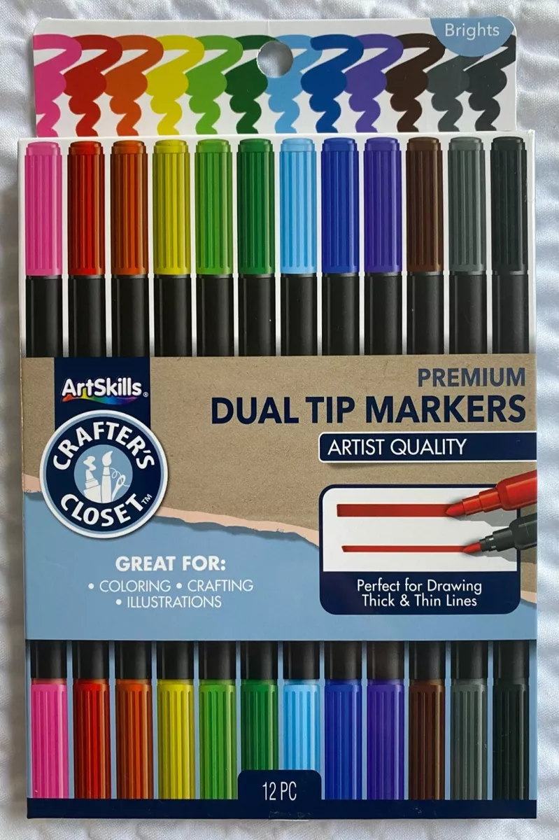 NEW Art Skills Premium Dual Tip Art Markers Artist Quality 12 Piece + FREE  SHIP