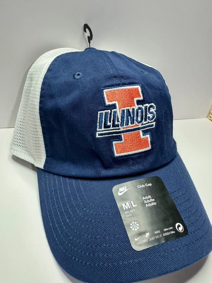 Illinois Fighting Illini Nike Vintage Club Trucker Sombrero Ajustable - Azul Marino/Blanco Foto 4 de 4