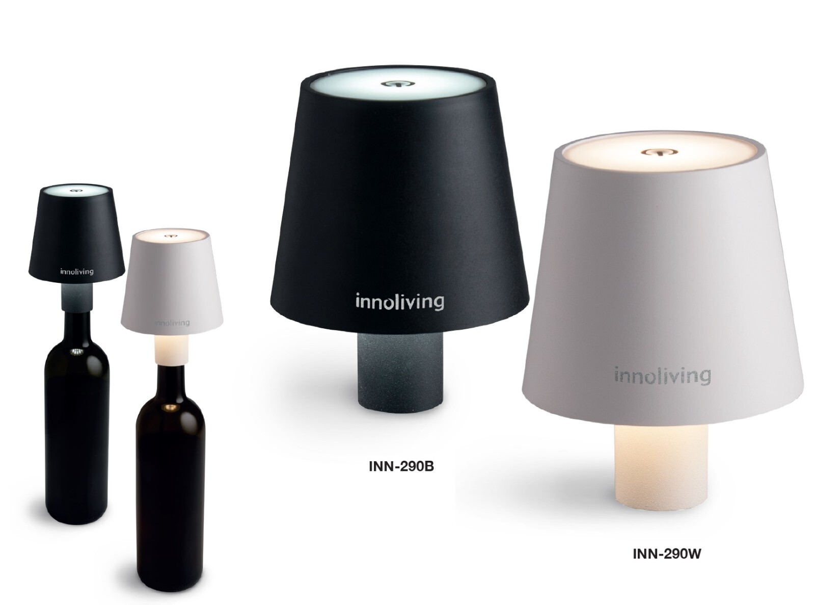 Lampada LED Bottiglia Innoliving Nera Dimmerabile | Design Moderno