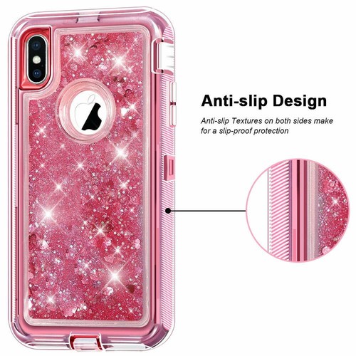 FOR iPhone X / XS  Liquid Glitter Defender Case Cover luxury protective heart  - Picture 53 of 56