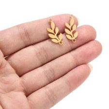 30pcs stainless steel gold/silver leaf charms 10x18mm