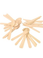 300pc Natural Wooden Disposable Cutlery Set,BPA Free .100 Fork,100knives,100knif