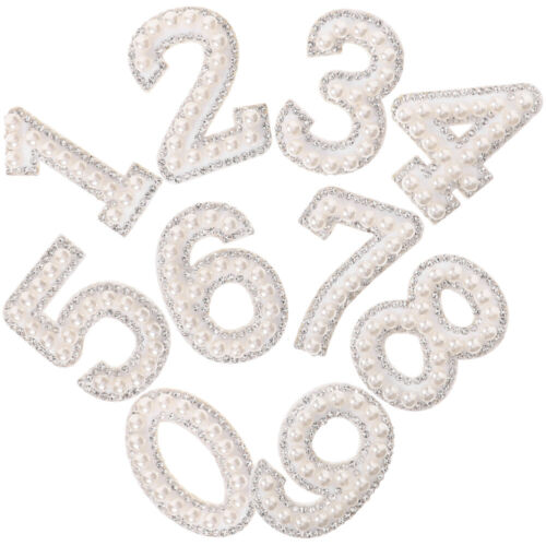  Number Rhinestone Patches Pearl Sticker Hat Decoration Cap Decorations - Picture 1 of 12