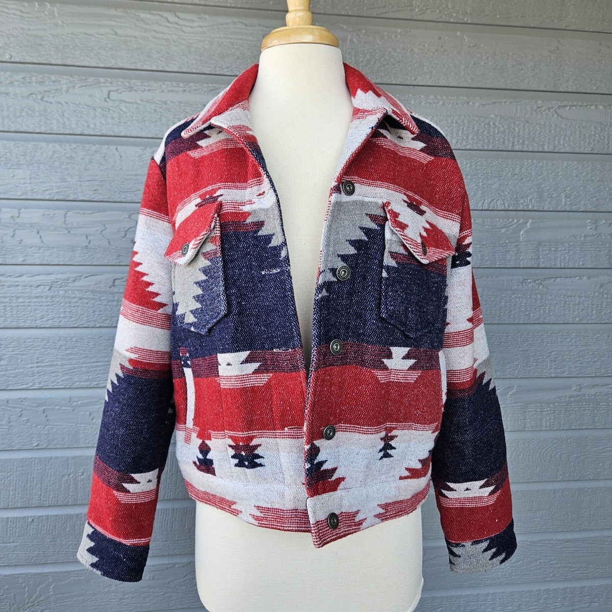 Flag and Anthem Women's Small Lined Aztec Red White Blue