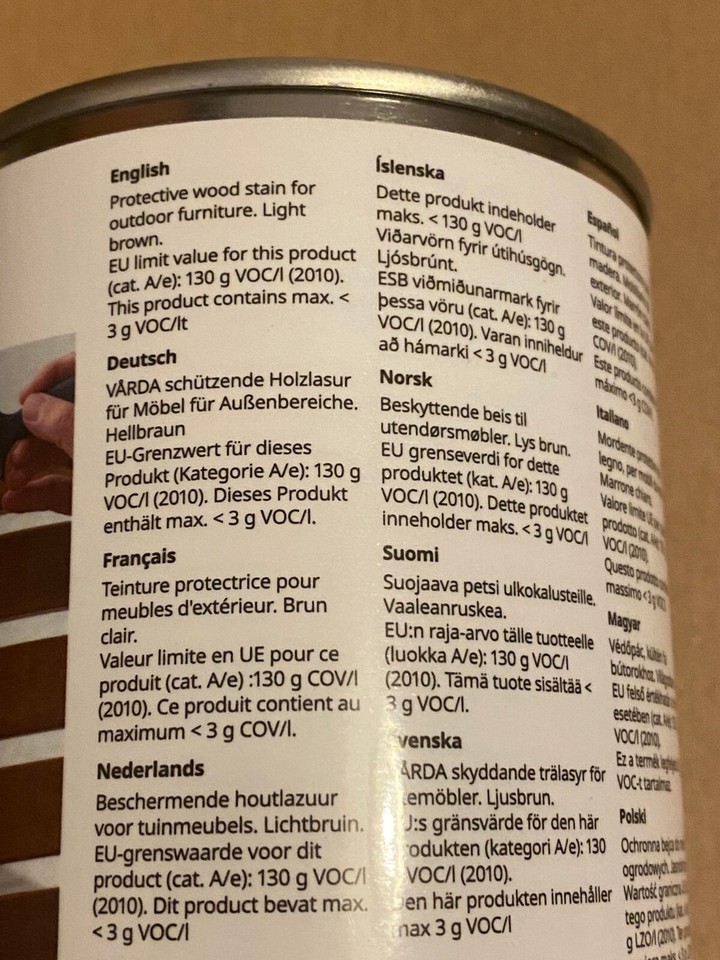 IKEA VARDA / VÅRDA Wood stain, outdoor use, light brown,705.651.42, 500ml Tin eBay