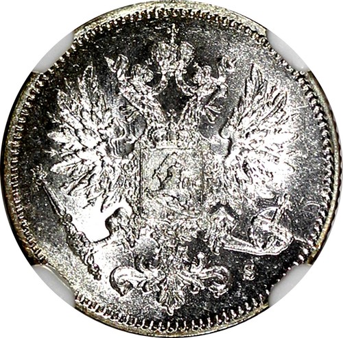 FINLAND Nicholas II Silver 1915 S 25 Pennia NGC MS63 GEM BU KM #6.2 (007) - Picture 5 of 5