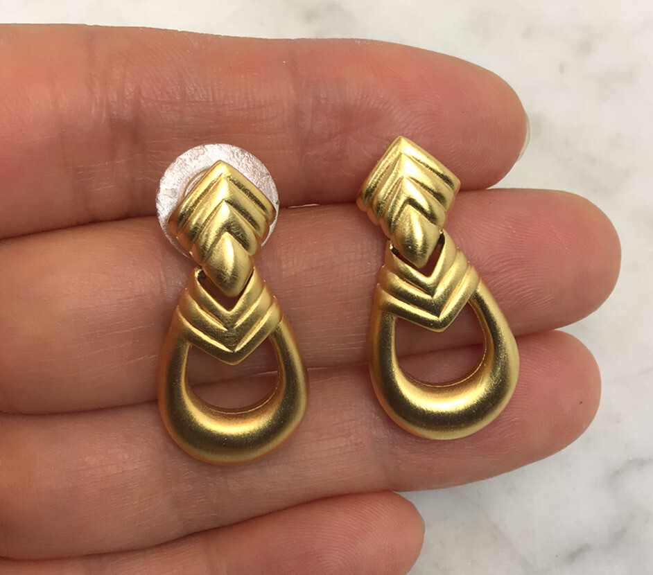 Vintage GIVENCHY Matte Gold Tone Door Knocker Style Pierced