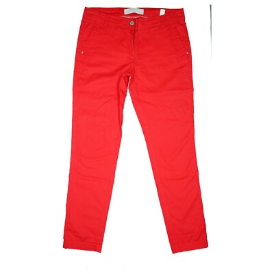 QS s.Oliver Womens Jeans Trousers Chino Fabric Mid Rise Summer 38 W30 L32 Red Thin
