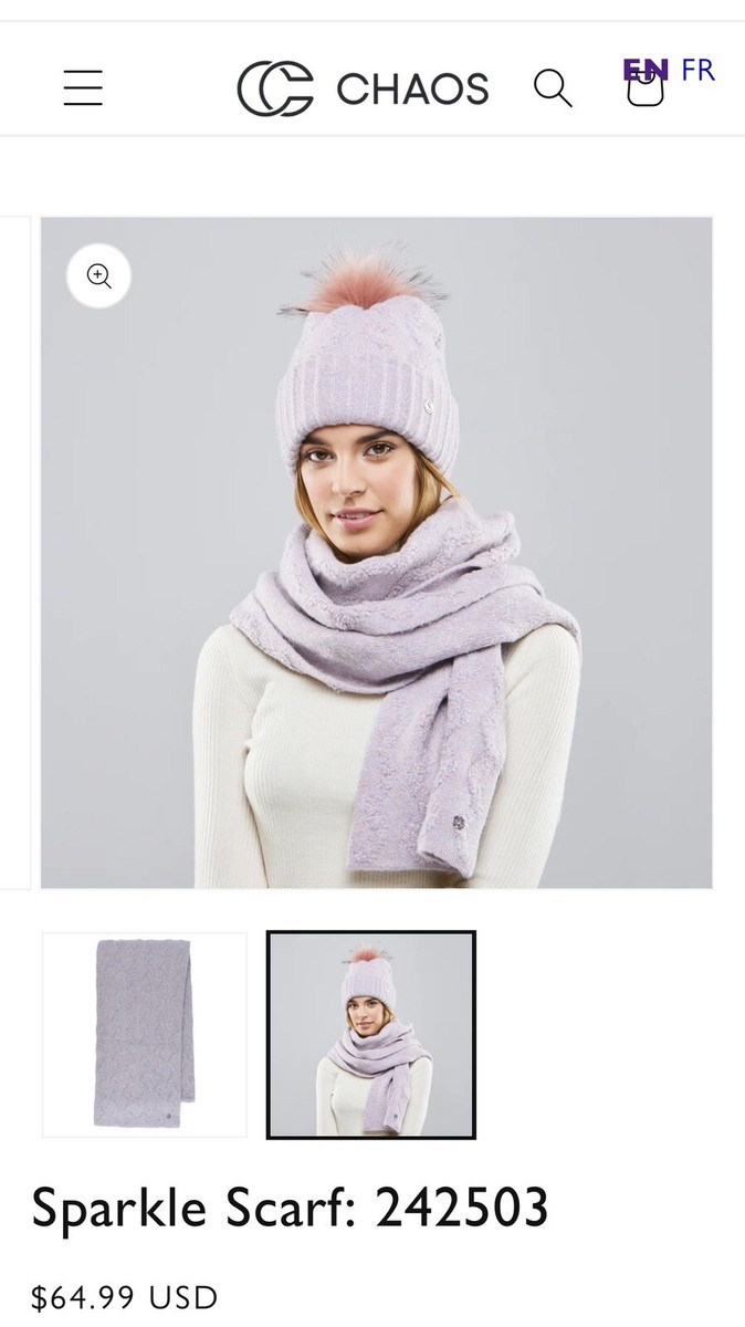 Chaos Sparkle Pom Hat Beanie & Scarf Set Cashmere Feel Women's