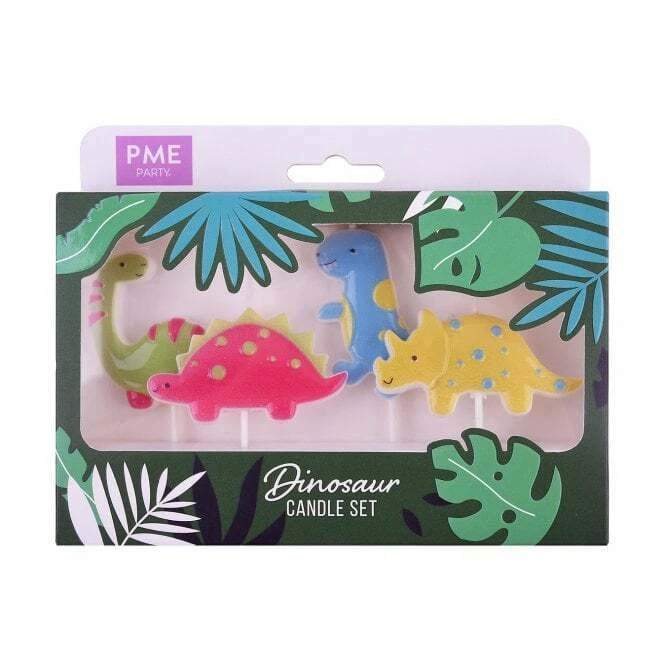 Dinosaur Candles Cake Topper Decoration T REX Set of 4 Toppers - Image 2 of 4