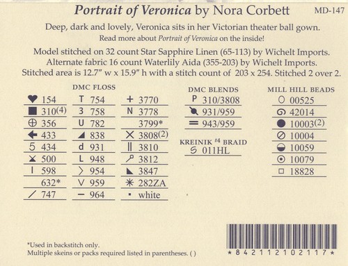 Cross Stitch Chart / Pattern ~ Mirabilia Portrait of Veronica #MD147 - Picture 3 of 3