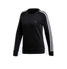 adidas Sweatshirt Womens XS Essentials 3S Crew Long Sleeve Fleece Black White