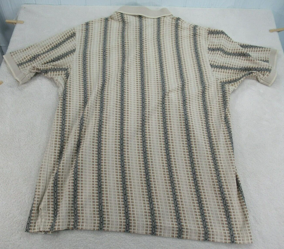 Camisa polo vintage GRAND SLAM para hombre XXL 2XL manga corta geométrica beige negra Foto 3 de 4