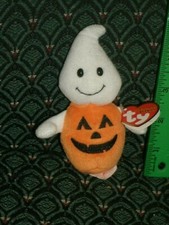 Ty Halloweenie Beanie GHOSTKIN Ghost in pumpkin 4.5" MWMT RARE 2011