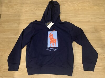 Polo Ralph Lauren Men's Big Pony Fleece Pullover Hoodie Navy Blue