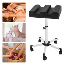 Black Adjustable Pedicure Stool with Wheels for Salon and Home Use