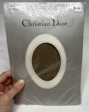 VTG Christian Dior Pantyhose Diorella Control Top Sandalfoot Sheer Taupe Sz 1