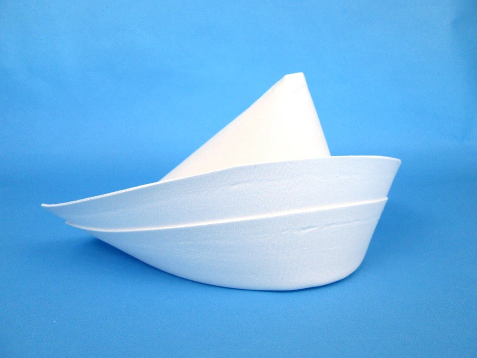 NURSE CAP PEAKED CROWN DOUBLE CUFF COSTUME HAT SMALL PETITE CHILD WHITE COTTON - Image 2 of 4