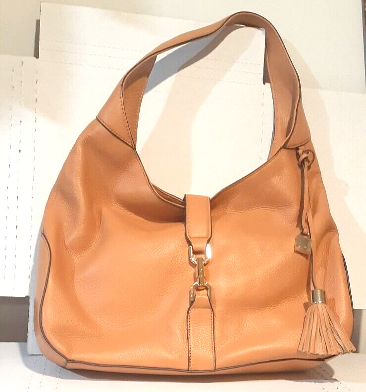 G.I.L.I. Over Shoulder Classic Leather Hobo CAMEL Purse With Dust Bag