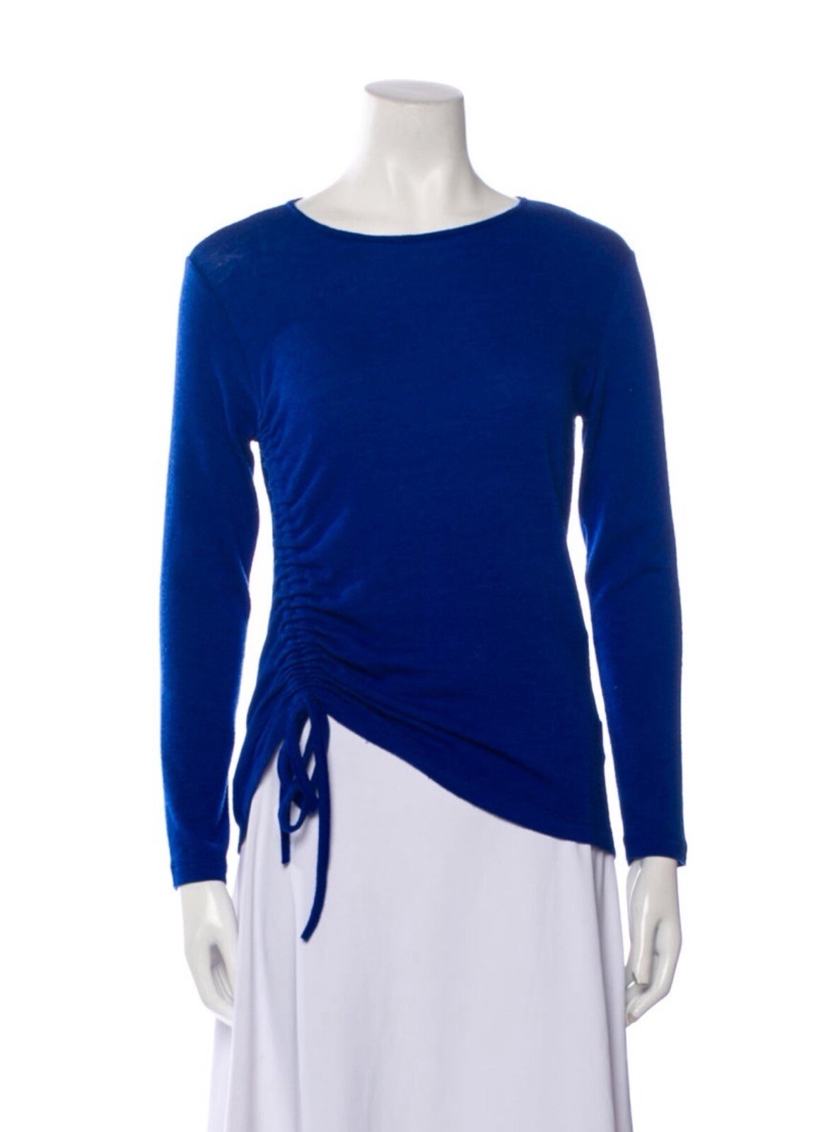 Beulah Authentic Solid Blue Crew Neck Long Sleeve… - image 1