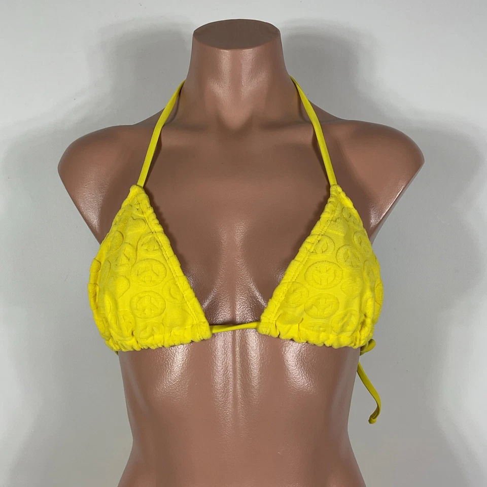 Conjunto de 2 piezas de traje de baño bikini vintage años 80 90 en relieve signo de la paz cuerda St Tropez Foto 3 de 4