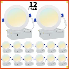 6 inch LED Ceiling Lights Ultra-Thin Recessed Retrofit Kit Panel 3CCT 12 Watts