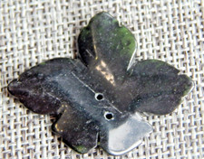 Antique Vtg Dark Green Jade Button of Leaf Aprx: 1-1/2" #1231-B