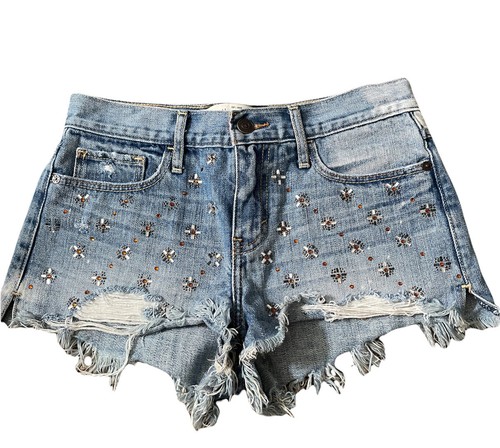 rhinestone sequin denim cut off 