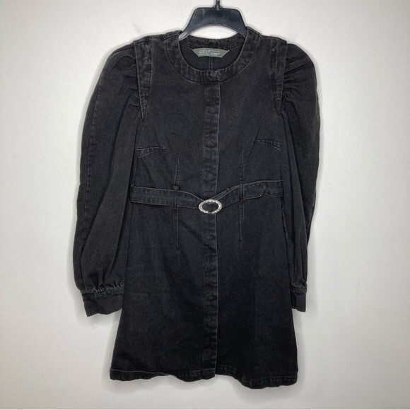 Primark Cares black denim mini dress puffed sleeves size 0 | eBay