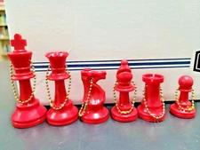 Staunton Style Chess Piece Key Chain Key Ring - RED - You Pick!