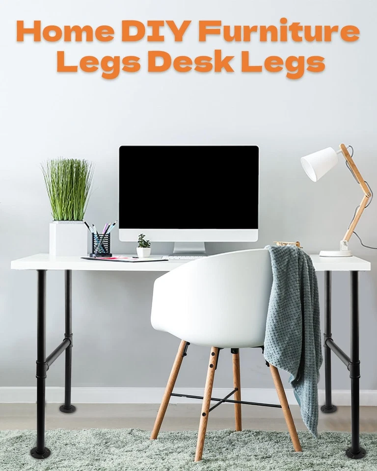 Patas de mesa industriales de 30 pulgadas, paquete de 2 tubos de metal de acero gris muebles de colección... Foto 4 de 4