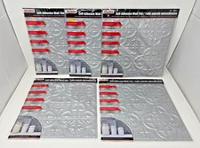 LOT: 6 New Tool Bench Hardware 12x12 Self-Adhesive Wall Tiles Gray Faux Tin Look